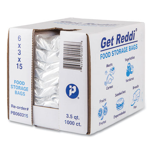 Image of Inteplast Group PB060315 Food Bags, 112 oz., 6" x 3" x 15", Clear, 1,000/Carton