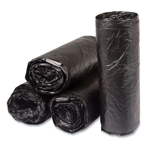 Image of Inteplast Group S243306K High-Density Commercial Can Liners, 16 gal, 6 mic, 24" x 33", Black, Interleaved Roll, 50 Bags/Roll, 20 Rolls/Carton