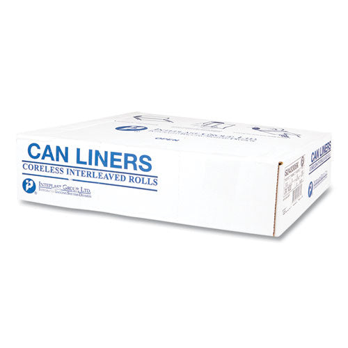 Image of Inteplast Group S243306K High-Density Commercial Can Liners, 16 gal, 6 mic, 24" x 33", Black, Interleaved Roll, 50 Bags/Roll, 20 Rolls/Carton