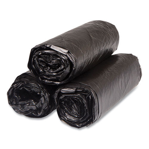 Image of Inteplast Group S243306K High-Density Commercial Can Liners, 16 gal, 6 mic, 24" x 33", Black, Interleaved Roll, 50 Bags/Roll, 20 Rolls/Carton