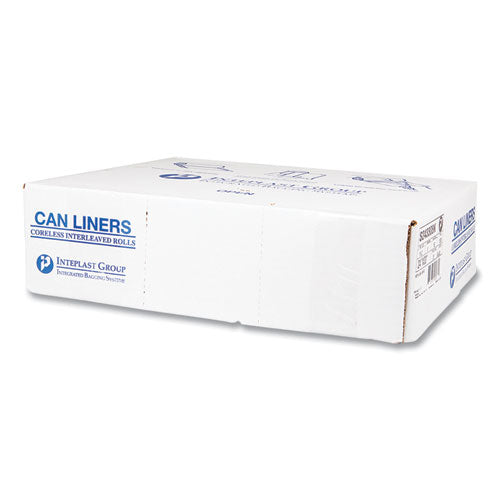 Image of Inteplast Group S243308K High-Density Commercial Can Liners, 16 gal, 8 mic, 24" x 33", Black, Interleaved Roll, 50 Bags/Roll, 20 Rolls/Carton