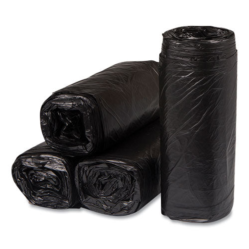 Image of Inteplast Group S243308K High-Density Commercial Can Liners, 16 gal, 8 mic, 24" x 33", Black, Interleaved Roll, 50 Bags/Roll, 20 Rolls/Carton