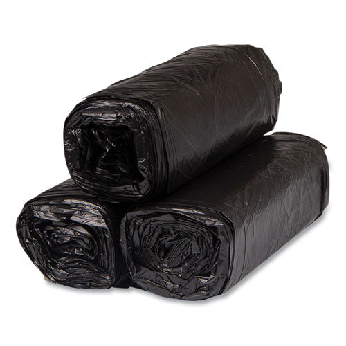 Image of Inteplast Group S243308K High-Density Commercial Can Liners, 16 gal, 8 mic, 24" x 33", Black, Interleaved Roll, 50 Bags/Roll, 20 Rolls/Carton