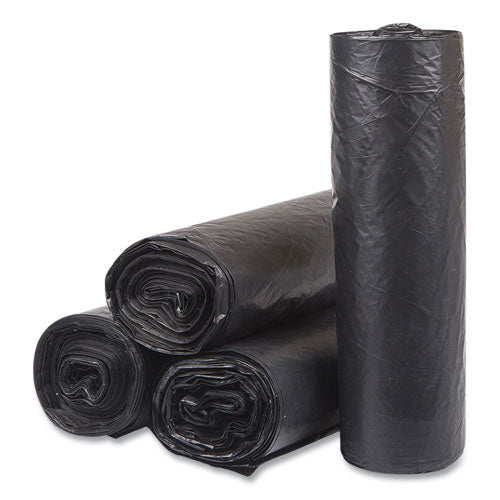 Image of Inteplast Group S334016K High-Density Commercial Can Liners, 33 gal, 16 mic, 33" x 40", Black, Interleaved Roll, 25 Bags/Roll, 10 Rolls/Carton