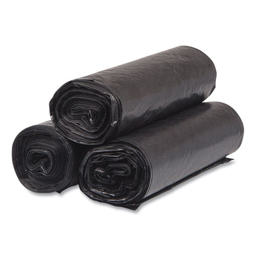 Image of Inteplast Group S334016K High-Density Commercial Can Liners, 33 gal, 16 mic, 33" x 40", Black, Interleaved Roll, 25 Bags/Roll, 10 Rolls/Carton