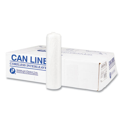 Image of Inteplast Group S334017N High-Density Commercial Can Liners, 33 gal, 17 mic, 33" x 40", Clear, Interleaved Roll, 25 Bags/Roll, 10 Rolls/Carton