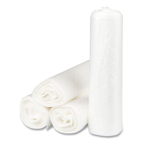Image of Inteplast Group S334017N High-Density Commercial Can Liners, 33 gal, 17 mic, 33" x 40", Clear, Interleaved Roll, 25 Bags/Roll, 10 Rolls/Carton