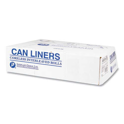 Image of Inteplast Group S334017N High-Density Commercial Can Liners, 33 gal, 17 mic, 33" x 40", Clear, Interleaved Roll, 25 Bags/Roll, 10 Rolls/Carton