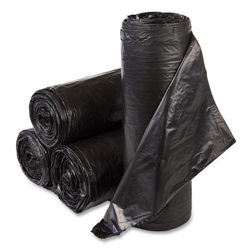 Image of Inteplast Group S334022K High-Density Commercial Can Liners, 33 gal, 22 mic, 33" x 40", Black, Interleaved Roll, 25 Bags/Roll, 10 Rolls/Carton