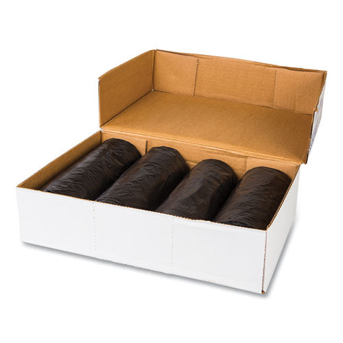 Image of Inteplast Group S334022K High-Density Commercial Can Liners, 33 gal, 22 mic, 33" x 40", Black, Interleaved Roll, 25 Bags/Roll, 10 Rolls/Carton