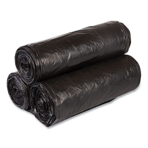 Image of Inteplast Group S334022K High-Density Commercial Can Liners, 33 gal, 22 mic, 33" x 40", Black, Interleaved Roll, 25 Bags/Roll, 10 Rolls/Carton