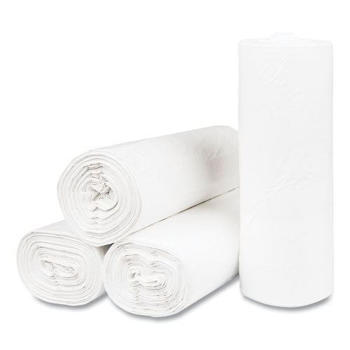 Image of Inteplast Group S366017N High-Density Commercial Can Liners, 55 gal, 17 mic, 36" x 60", Clear, Interleaved Roll, 25 Bags/Roll, 8 Rolls/Carton