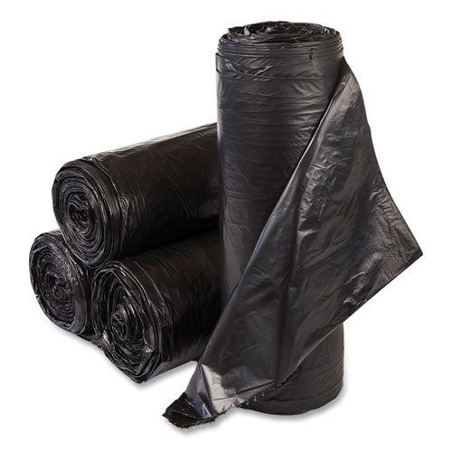 Image of Inteplast Group S366022K High-Density Commercial Can Liners, 55 gal, 22.1 mic, 36" x 60", Black, Interleaved Roll, 25 Bags/Roll, 6 Rolls/Carton