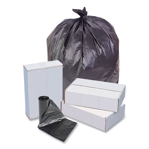 Image of Inteplast Group S366022K High-Density Commercial Can Liners, 55 gal, 22.1 mic, 36" x 60", Black, Interleaved Roll, 25 Bags/Roll, 6 Rolls/Carton