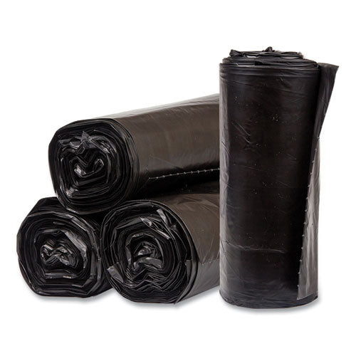 Image of Inteplast Group High-Density Commercial Can Liners, 60 gal, 17 mic, 38" x 60", Black, Interleaved Roll, 25 Bags/Roll, 8 Rolls/Carton