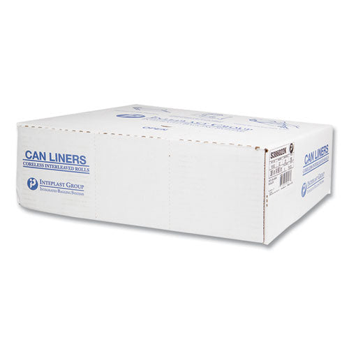 Image of Inteplast Group S386022K High-Density Commercial Can Liners, 60 gal, 22 mic, 38" x 60", Black, Interleaved Roll, 25 Bags/Roll, 6 Rolls/Carton