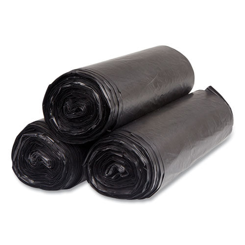 Image of Inteplast Group S386022K High-Density Commercial Can Liners, 60 gal, 22 mic, 38" x 60", Black, Interleaved Roll, 25 Bags/Roll, 6 Rolls/Carton