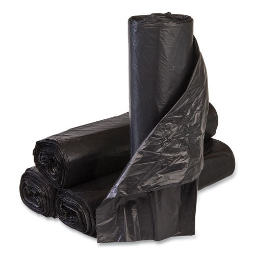 Image of Inteplast Group S404812K High-Density Commercial Can Liners, 45 gal, 12 mic, 40" x 48", Black, Interleaved Roll, 25 Bags/Roll, 10 Rolls/Carton