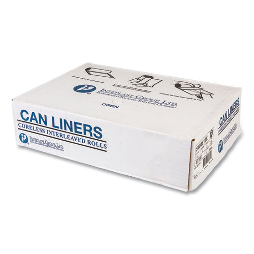 Image of Inteplast Group S404812K High-Density Commercial Can Liners, 45 gal, 12 mic, 40" x 48", Black, Interleaved Roll, 25 Bags/Roll, 10 Rolls/Carton