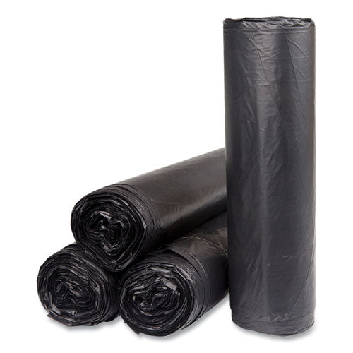 Image of Inteplast Group S404816K High-Density Commercial Can Liners, 45 gal, 16 mic, 40" x 48", Black, Interleaved Roll, 25 Bags/Roll, 10 Rolls/Carton