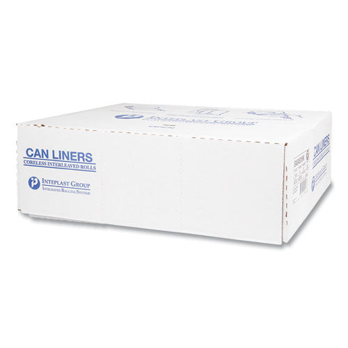 Image of Inteplast Group S404816K High-Density Commercial Can Liners, 45 gal, 16 mic, 40" x 48", Black, Interleaved Roll, 25 Bags/Roll, 10 Rolls/Carton