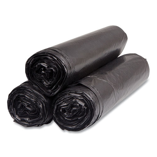 Image of Inteplast Group S404816K High-Density Commercial Can Liners, 45 gal, 16 mic, 40" x 48", Black, Interleaved Roll, 25 Bags/Roll, 10 Rolls/Carton