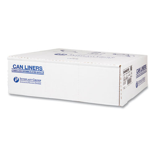 Image of Inteplast Group S404822K High-Density Commercial Can Liners, 45 gal, 22 mic, 40" x 48", Black, Interleaved Roll, 25 Bags/Roll, 6 Rolls/Carton