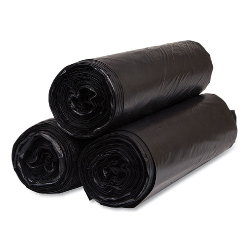 Image of Inteplast Group S404822K High-Density Commercial Can Liners, 45 gal, 22 mic, 40" x 48", Black, Interleaved Roll, 25 Bags/Roll, 6 Rolls/Carton