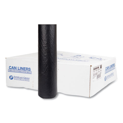 Image of Inteplast Group S434816K High-Density Commercial Can Liners, 56 gal, 16 mic, 43" x 48", Black, Interleaved Roll, 25 Bags/Roll, 8 Rolls/Carton