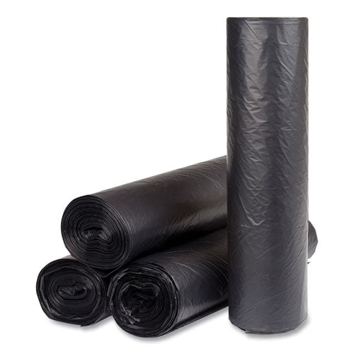 Image of Inteplast Group S434816K High-Density Commercial Can Liners, 56 gal, 16 mic, 43" x 48", Black, Interleaved Roll, 25 Bags/Roll, 8 Rolls/Carton