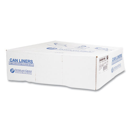 Image of Inteplast Group S434816K High-Density Commercial Can Liners, 56 gal, 16 mic, 43" x 48", Black, Interleaved Roll, 25 Bags/Roll, 8 Rolls/Carton