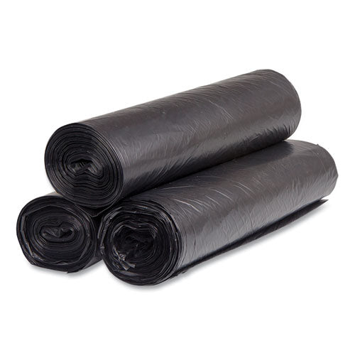 Image of Inteplast Group S434816K High-Density Commercial Can Liners, 56 gal, 16 mic, 43" x 48", Black, Interleaved Roll, 25 Bags/Roll, 8 Rolls/Carton