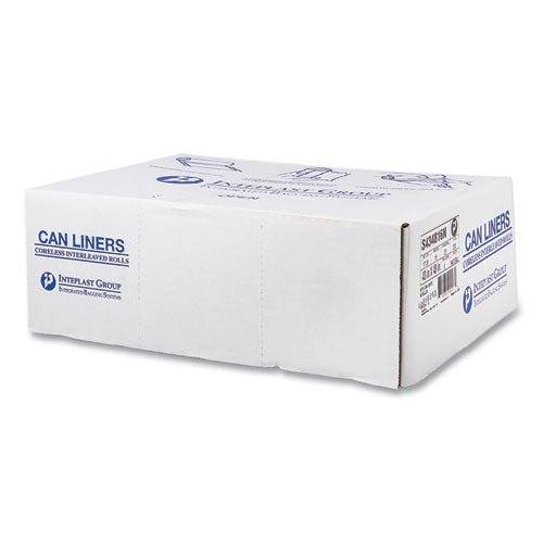 Image of Inteplast Group S434816N High-Density Commercial Can Liners, 56 gal, 16 mic, 43" x 48", Natural, Interleaved Roll, 25 Bags/Roll, 8 Rolls/Carton
