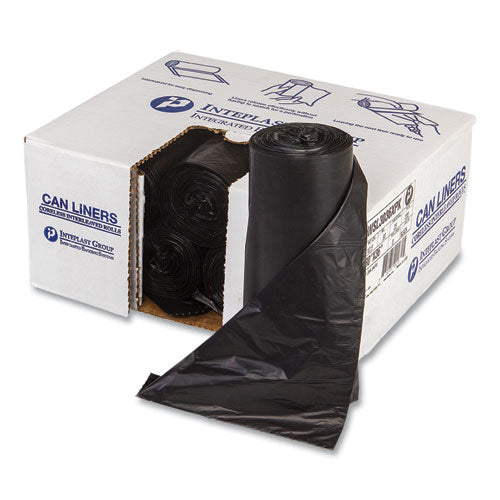 Image of Inteplast Group WSL3036XPK Low-Density Commercial Can Liners, 30 gal, 0.9 mil, 30" x 36", Black, Interleaved Roll, 25 Bags/Roll, 8 Rolls/Carton