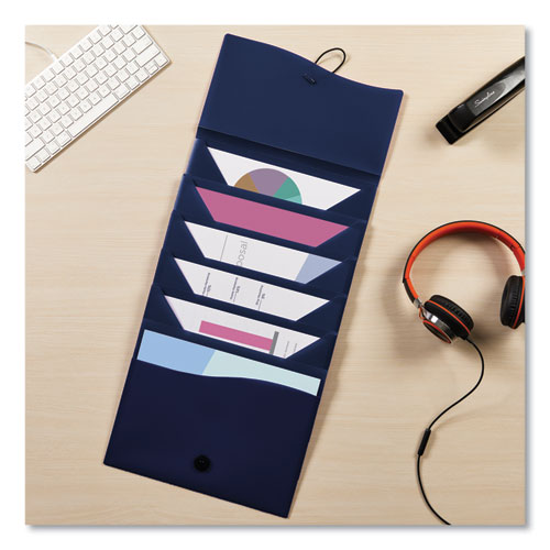 Image of Avery® 73545 Slide and View Expanding File, 6 Sections, Hook/Loop Closure, Letter Size, Navy Blue