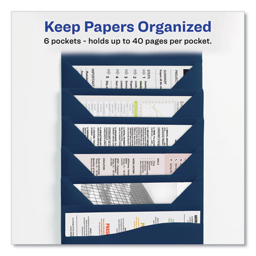 Image of Avery® 73545 Slide and View Expanding File, 6 Sections, Hook/Loop Closure, Letter Size, Navy Blue
