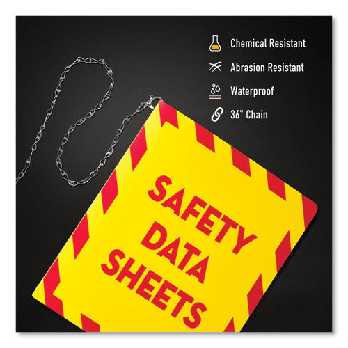 Image of Avery® 77712 UltraDuty Safety Data Sheet Binders with Chain, 3 Rings, 2" Capacity, 11 x 8.5, Yellow/Red