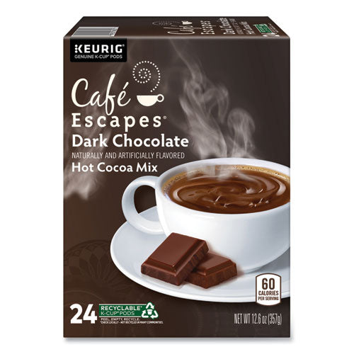 Image of Cafe Escapes® 5000330122 Cafe Escapes Dark Chocolate Hot Cocoa K-Cups, 24/box
