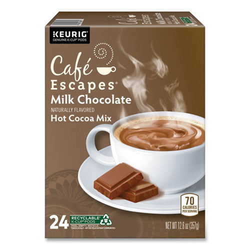 Image of Cafe Escapes® 5000330121 Cafe Escapes Milk Chocolate Hot Cocoa K-Cups, 24/box