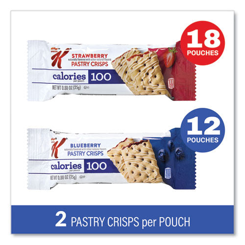 Image of Kellogg's® 3800022083 Special K Pastry Crisps, (36) Strawberry; (24) Blueberry, 0.88 oz, 2/Pouch, 30 Pouches/Carton