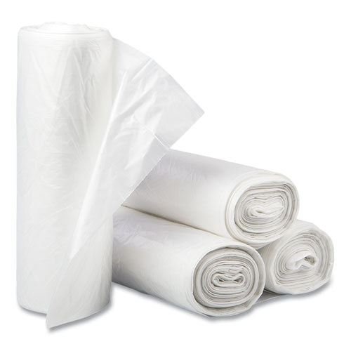 Image of Inteplast Group DT12GALW Draw-Tuff Institutional Draw-Tape Can Liners, Drawstring, 12 gal, 28" x 24", White, 25 Bags/Roll, 12 Rolls/Carton