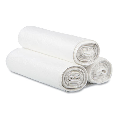 Image of Inteplast Group DT12GALW Draw-Tuff Institutional Draw-Tape Can Liners, Drawstring, 12 gal, 28" x 24", White, 25 Bags/Roll, 12 Rolls/Carton