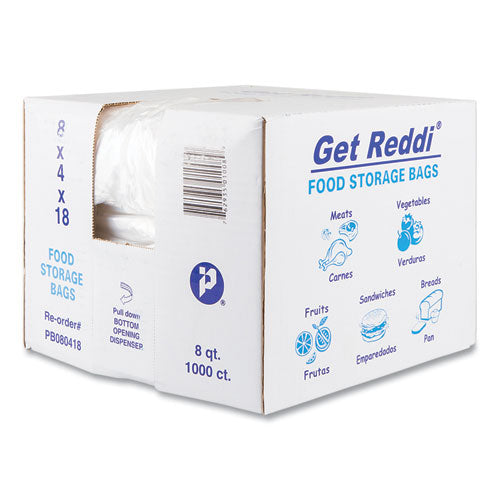 Image of Inteplast Group PB080418 Food Bags, 2 Gallon, 8" x 4" x 18", Clear, 1,000/Carton
