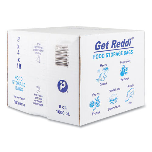 Image of Inteplast Group PB080418 Food Bags, 2 Gallon, 8" x 4" x 18", Clear, 1,000/Carton
