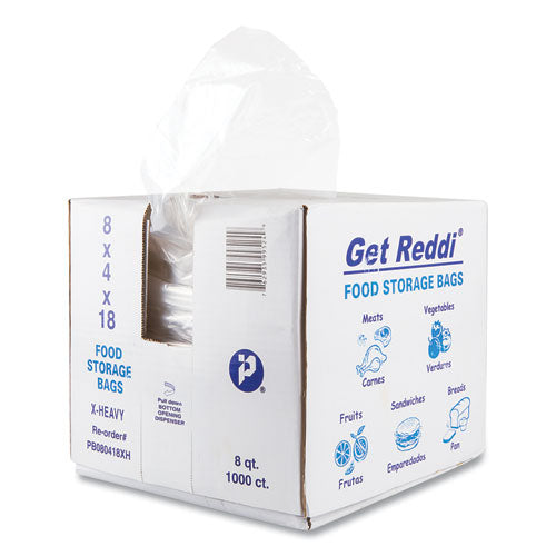 Image of Inteplast Group PB080418XH Food and Utility Bags, 2 gal, 8" x 4" x 18", Clear, 1,000/Carton