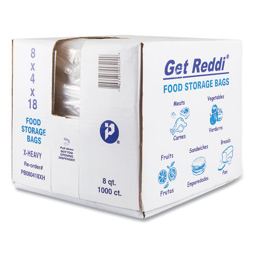 Image of Inteplast Group PB080418XH Food and Utility Bags, 2 gal, 8" x 4" x 18", Clear, 1,000/Carton