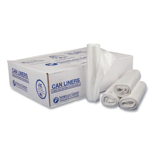 Image of Inteplast Group Low-Density Commercial Can Liners, 16 gal, 0.35 mil, 24" x 33", Clear, Perforated Roll, 50 Bags/Roll, 20 Rolls/Carton