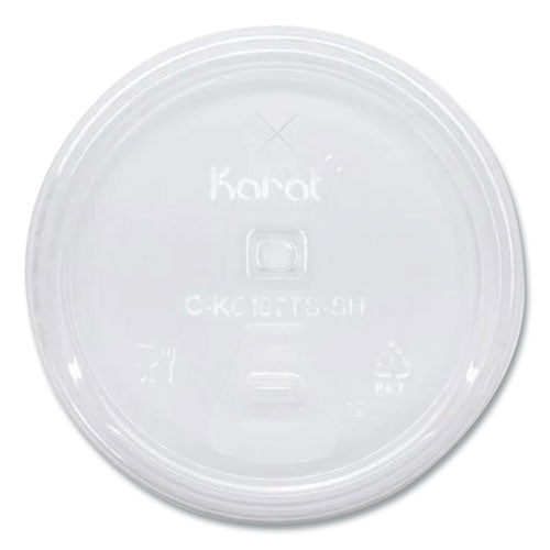 Image of Karat® C-KC107TS-SH PET Lids, Strawless Sipper, Fits 32 oz Cold Cups, Plastic, Clear, 1,000/Carton