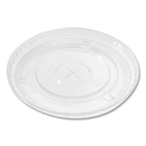 Image of Karat® C-KC626TS PET Lids, Flat with Straw Slot, Fits 12 oz to 24 oz Cold Cups, Plastic, Clear, 1,000/Carton