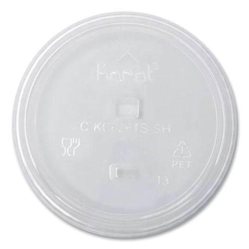 Image of Karat® C-KC626TS-SH PET Lids, Strawless Sipper, Fits 12 oz to 24 oz Cold Cups, Plastic, Clear, 1,000/Carton